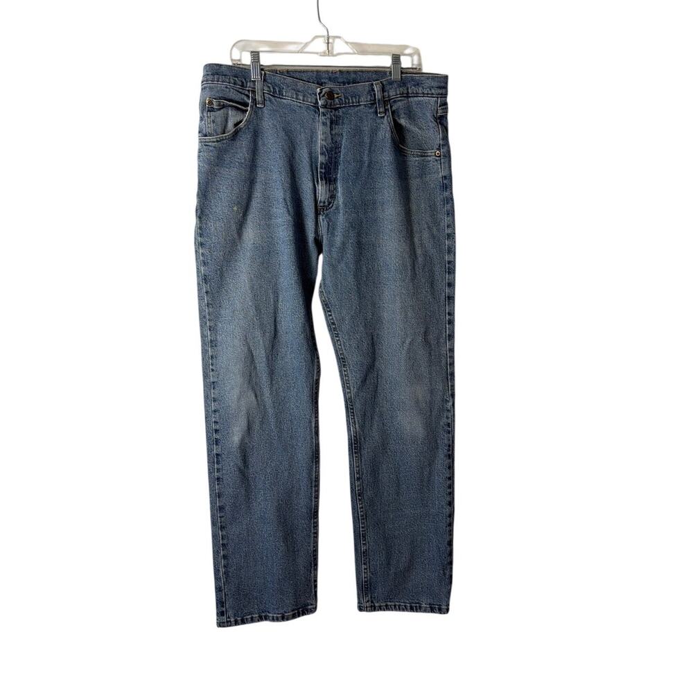 Wrangler Mens 38x30 Blue Denim Jeans Straight Leg Workwear Casual